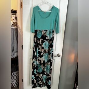 teal patterned dress